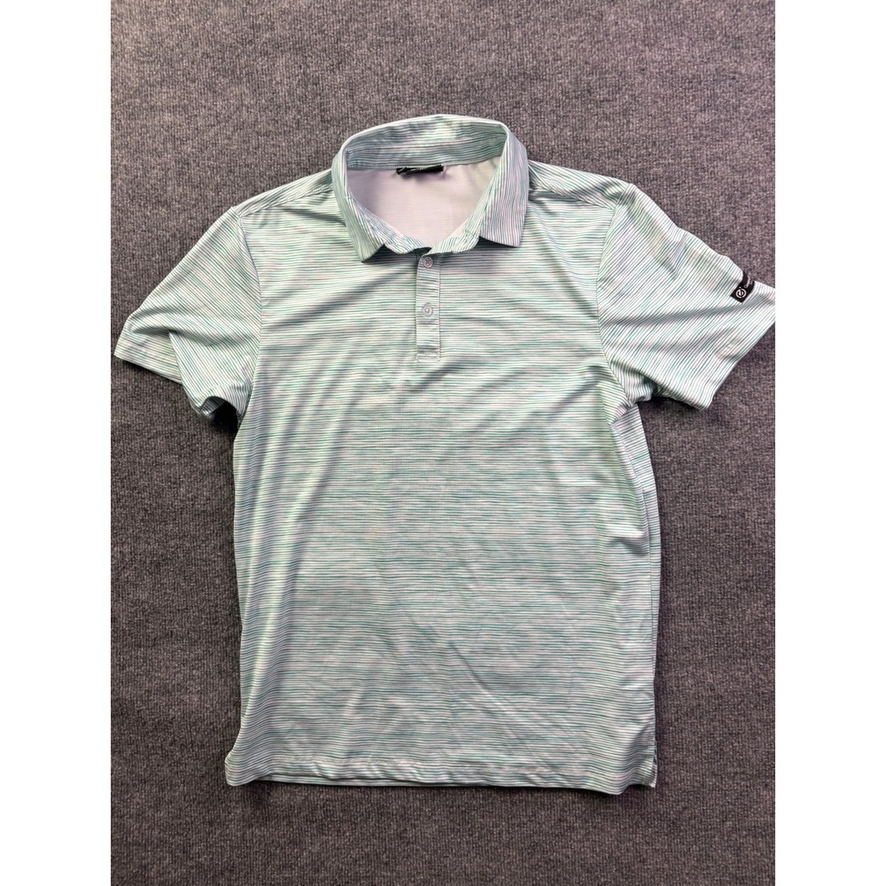 GreenSide Golf Polo Shirt Mens Small Mint Green White Striped Performance S